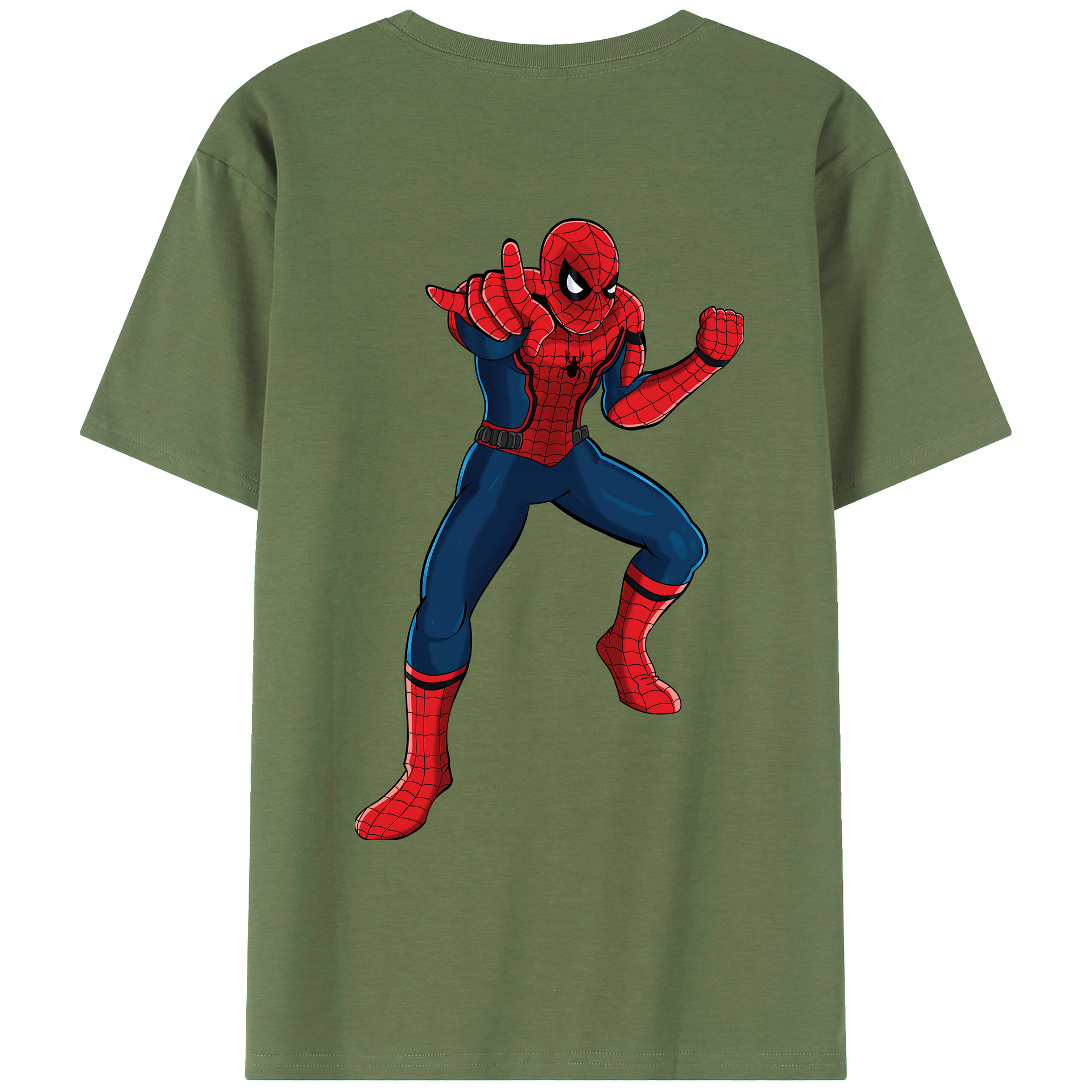 （画像用） Spider Man スパイダーマン 綿100％ メンズ半袖Tシャツ（バックプリント） 通気性